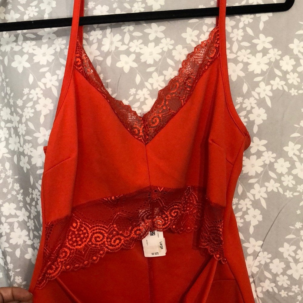 Orange spaghetti strap dress